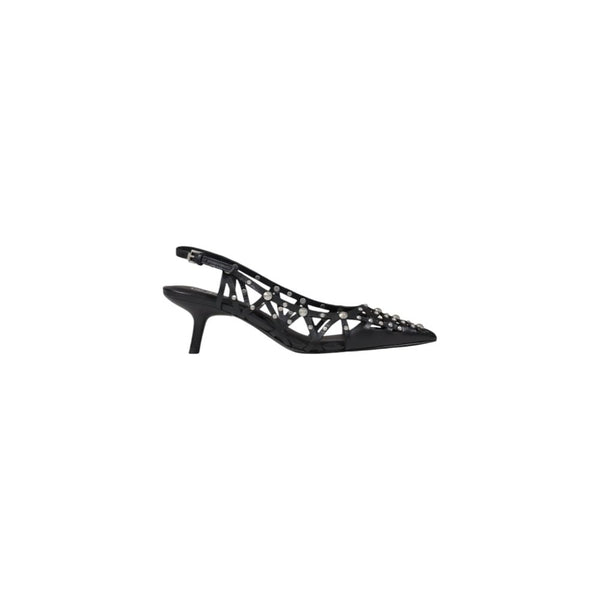 Schwarze Leder-Pumps mit hohem Absatz