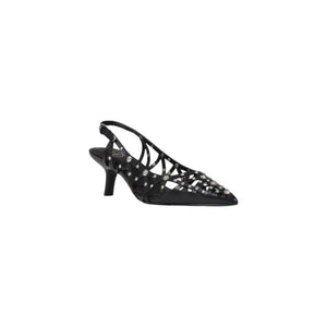 Schwarze Leder-Pumps mit hohem Absatz