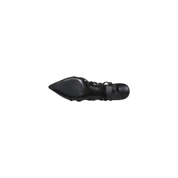 Schwarze Leder-Pumps mit hohem Absatz