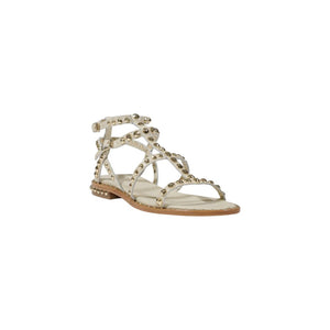 Beigefarbene Leder-Sandalen