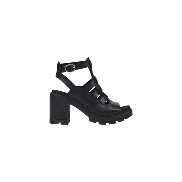 Schwarze Ledersandalen mit Plateau