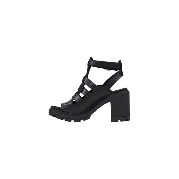 Schwarze Ledersandalen mit Plateau