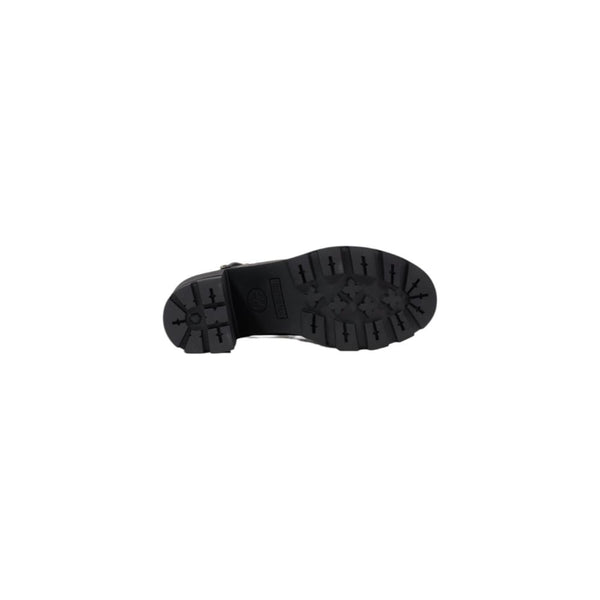 Schwarze Ledersandalen mit Plateau