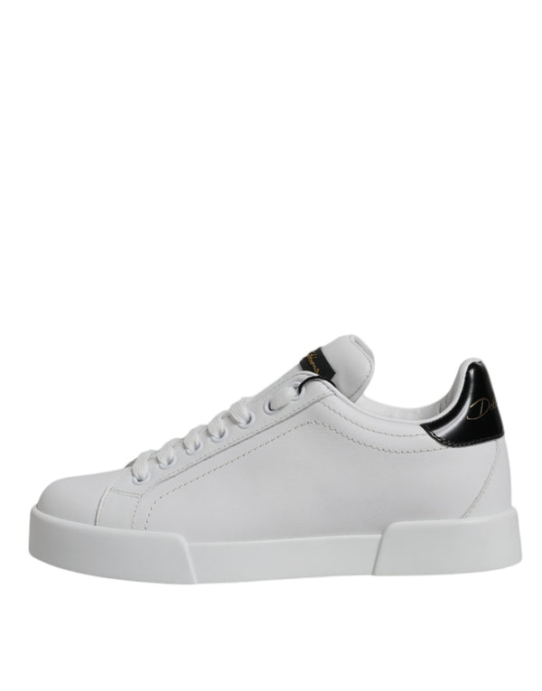 Weiß Schwarz Leder Low Top Sneakers Schuhe