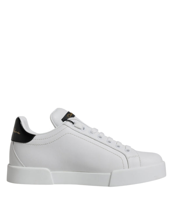 Weiß Schwarz Leder Low Top Sneakers Schuhe