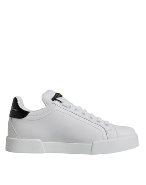 Weiß Schwarz Leder Low Top Sneakers Schuhe