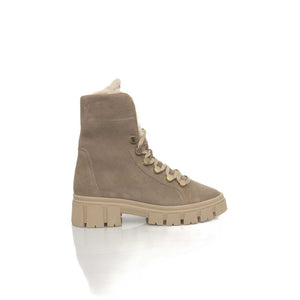Beigefarbene Damenstiefel aus Kuhleder