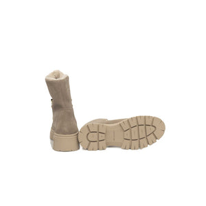 Beigefarbene Damenstiefel aus Kuhleder
