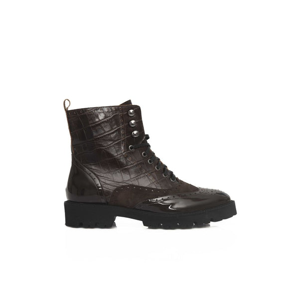 Damenstiefel aus braunem Kuhfell
