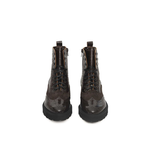 Damenstiefel aus braunem Kuhfell