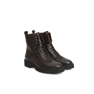 Damenstiefel aus braunem Kuhfell