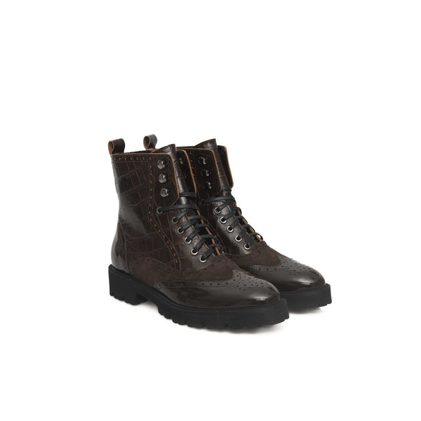 Damenstiefel aus braunem Kuhfell