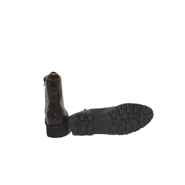 Damenstiefel aus braunem Kuhfell
