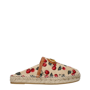Beigefarbene Raffia-Pantoffeln