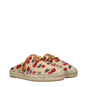 Beigefarbene Raffia-Pantoffeln