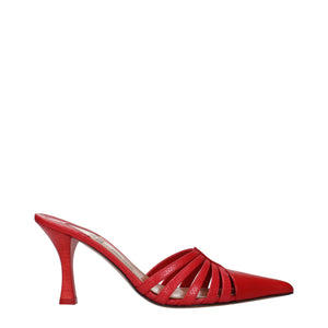 Rote Leder-Stilettosandalen
