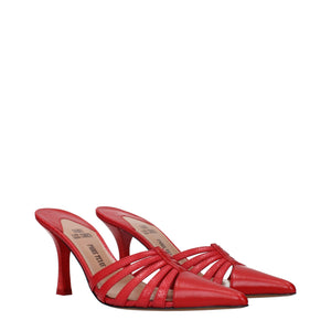 Rote Leder-Stilettosandalen
