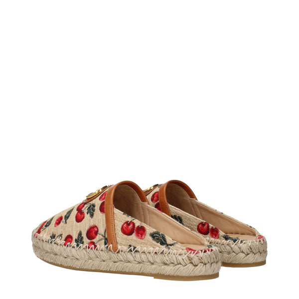 Beigefarbene Raffia-Pantoffeln