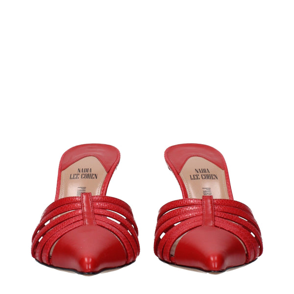 Rote Leder-Stilettosandalen