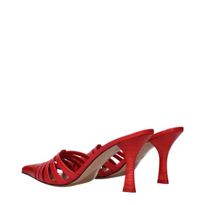 Rote Leder-Stilettosandalen