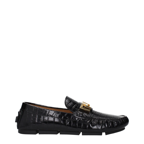 Schwarze Leder Slipper