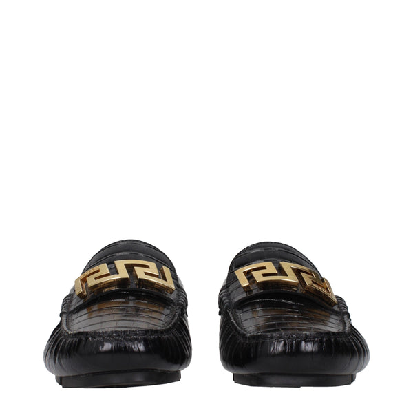 Schwarze Leder Slipper