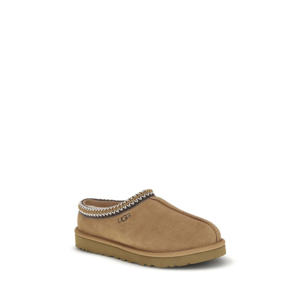 Beigefarbene Leder-Mules