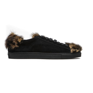 Schwarzes Leder Damen Sneaker