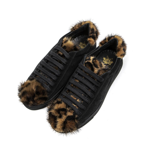 Schwarzes Leder Damen Sneaker