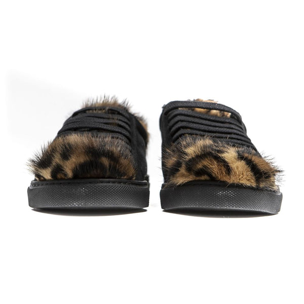 Schwarzes Leder Damen Sneaker