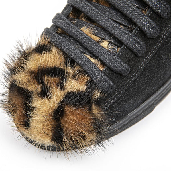 Schwarzes Leder Damen Sneaker