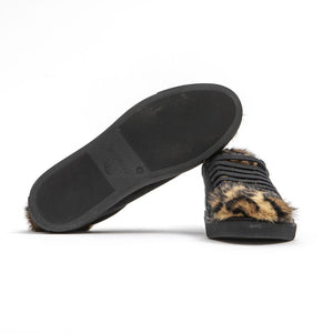 Schwarzes Leder Damen Sneaker