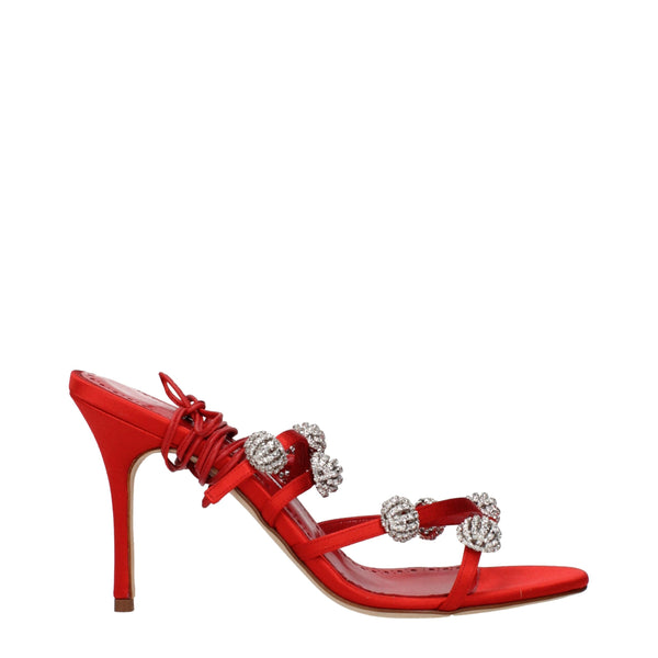 Rote Satin-Stilettosandalen
