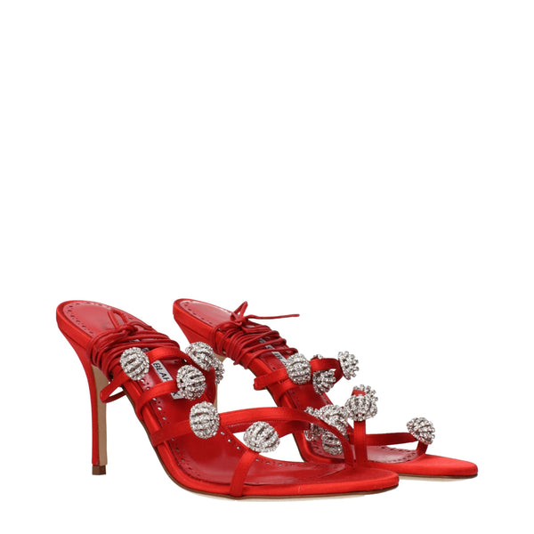 Rote Satin-Stilettosandalen