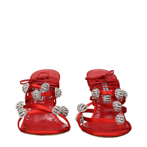 Rote Satin-Stilettosandalen