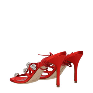 Rote Satin-Stilettosandalen