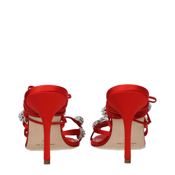 Rote Satin-Stilettosandalen