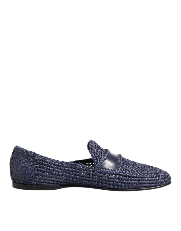 Blaue gewebte Leder Slipper Männer Schuhe