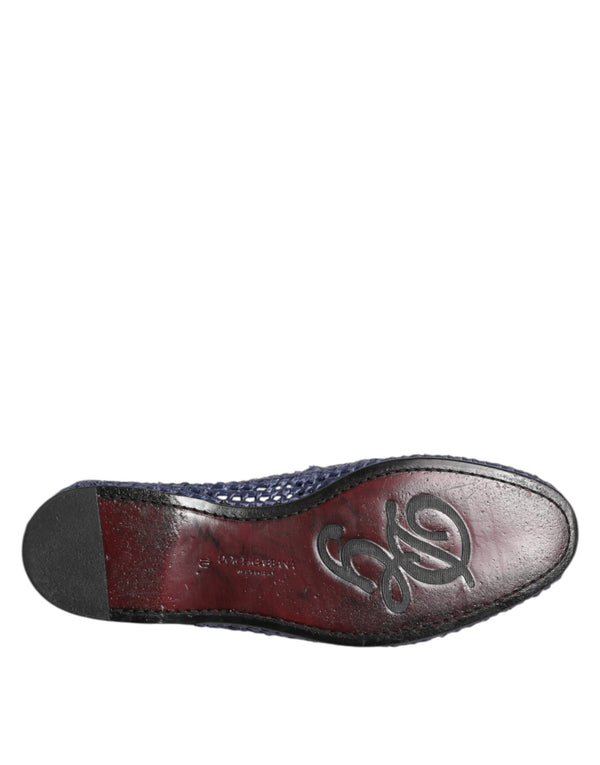 Blaue gewebte Leder Slipper Männer Schuhe