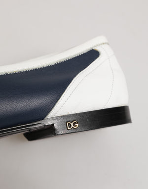 Weiß Blau Leder Slip On Loafers Männer Formelle Schuhe