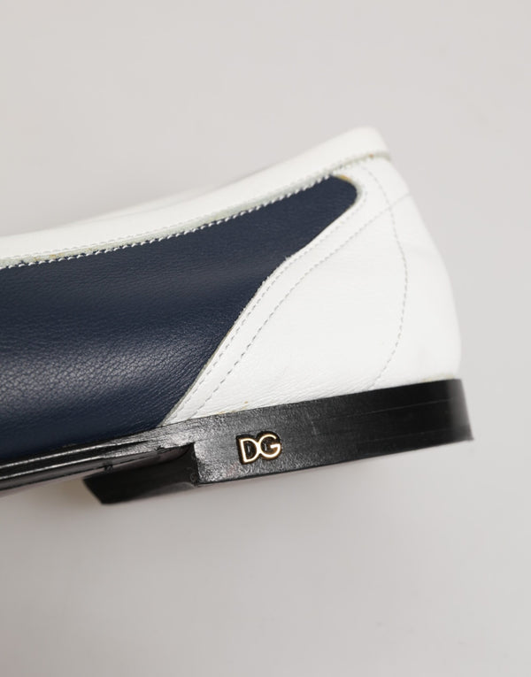 Weiß Blau Leder Slip On Loafers Männer Formelle Schuhe
