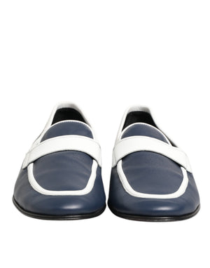 Weiß Blau Leder Slip On Loafers Männer Formelle Schuhe