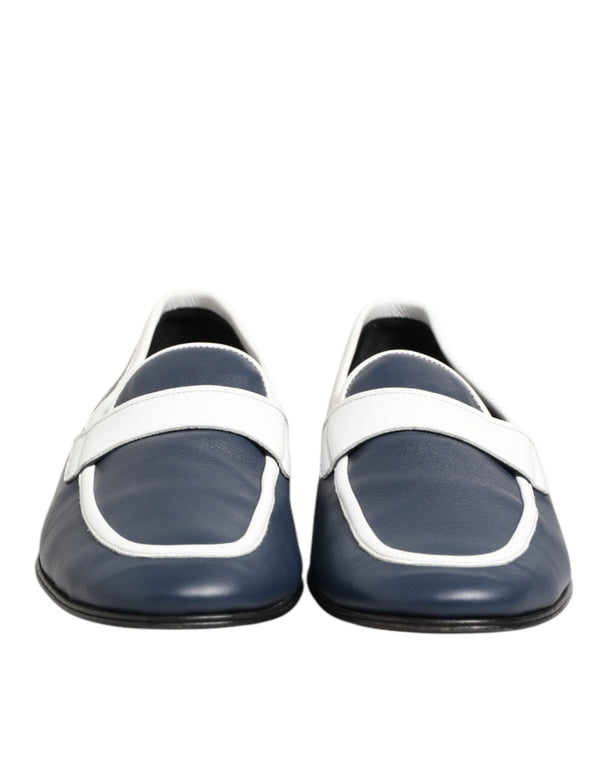 Weiß Blau Leder Slip On Loafers Männer Formelle Schuhe