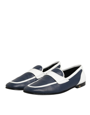 Weiß Blau Leder Slip On Loafers Männer Formelle Schuhe