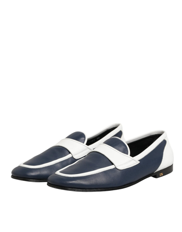 Weiß Blau Leder Slip On Loafers Männer Formelle Schuhe