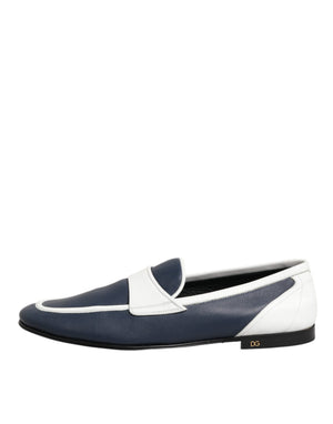 Weiß Blau Leder Slip On Loafers Männer Formelle Schuhe