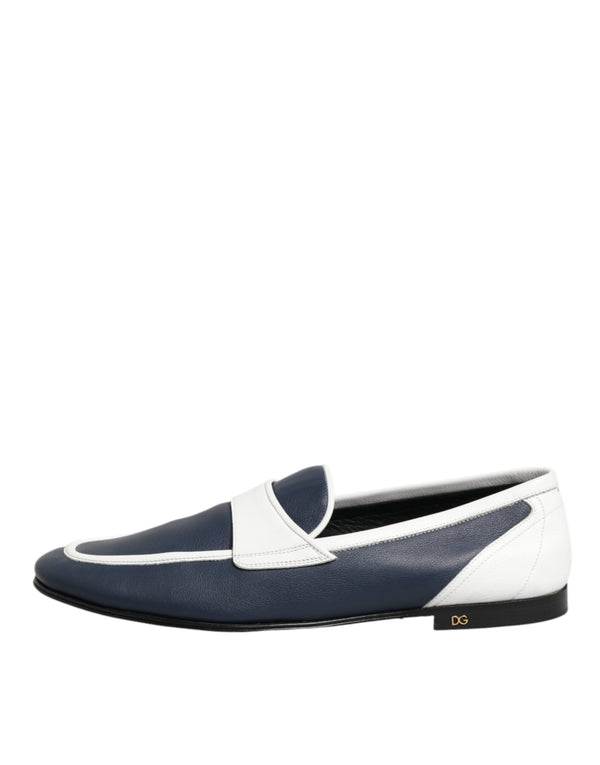 Weiß Blau Leder Slip On Loafers Männer Formelle Schuhe