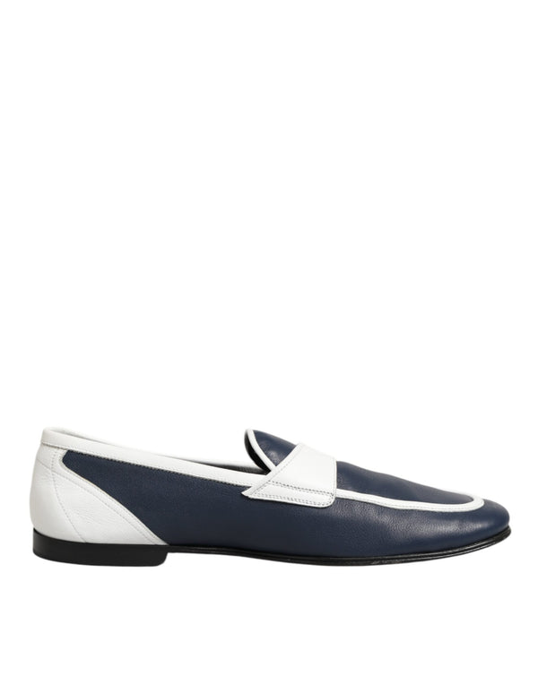 Weiß Blau Leder Slip On Loafers Männer Formelle Schuhe