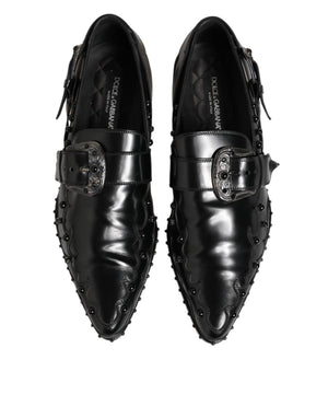 Schwarz verschönerte Kleid Monk Strap Schuhe