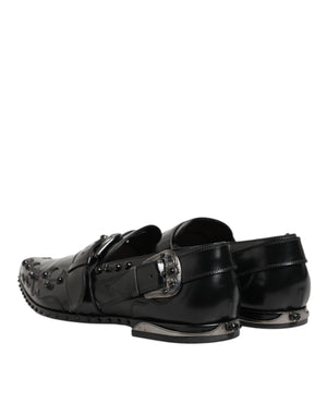 Schwarz verschönerte Kleid Monk Strap Schuhe